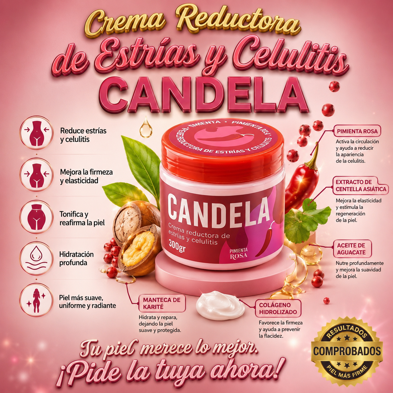 Candela Crema Reductora de Estrías y Celulitis